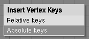 Insert Vertex Keys Menu.